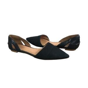 MADEWELL Leather/Suede D’Orsay CutOut Flats 9.5 Black Point Toe Office Classic